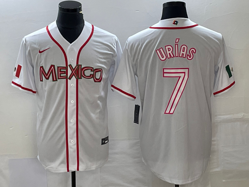 Men's Mexico Baseball #7 Julio Urías 2023 Black World Baseball With Patch Classic Stitched Jersey